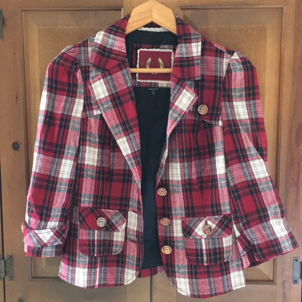 Vintage Guess plaid blazer, size Small.